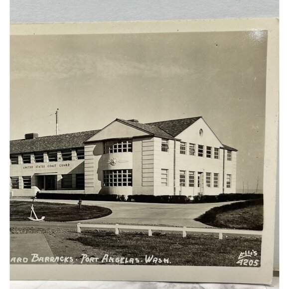 US Coast Guard Barracks RPPC Postcard Vintage Port Angeles WA 1930s - Picture 5 of 6